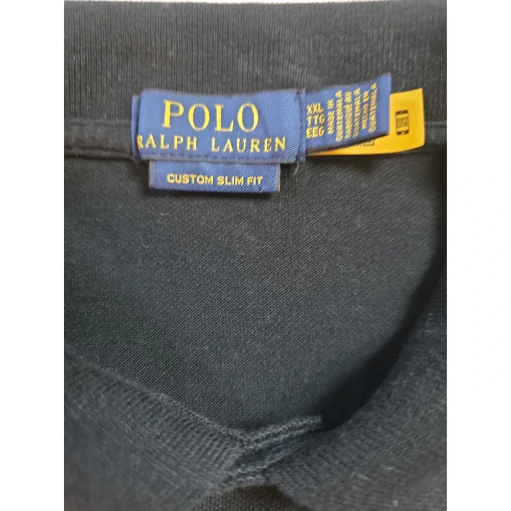 Polo Ralph Lauren Men's XXL Custom Slim Fit Mesh Polo Shirt Black Red Pony